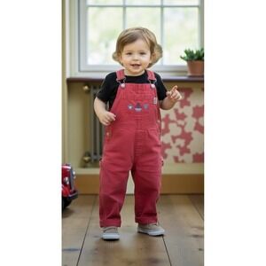 Vintage sprockets Red Denim Overalls 18‎ mnth Y2K Kidcore Grunge Bibs USA